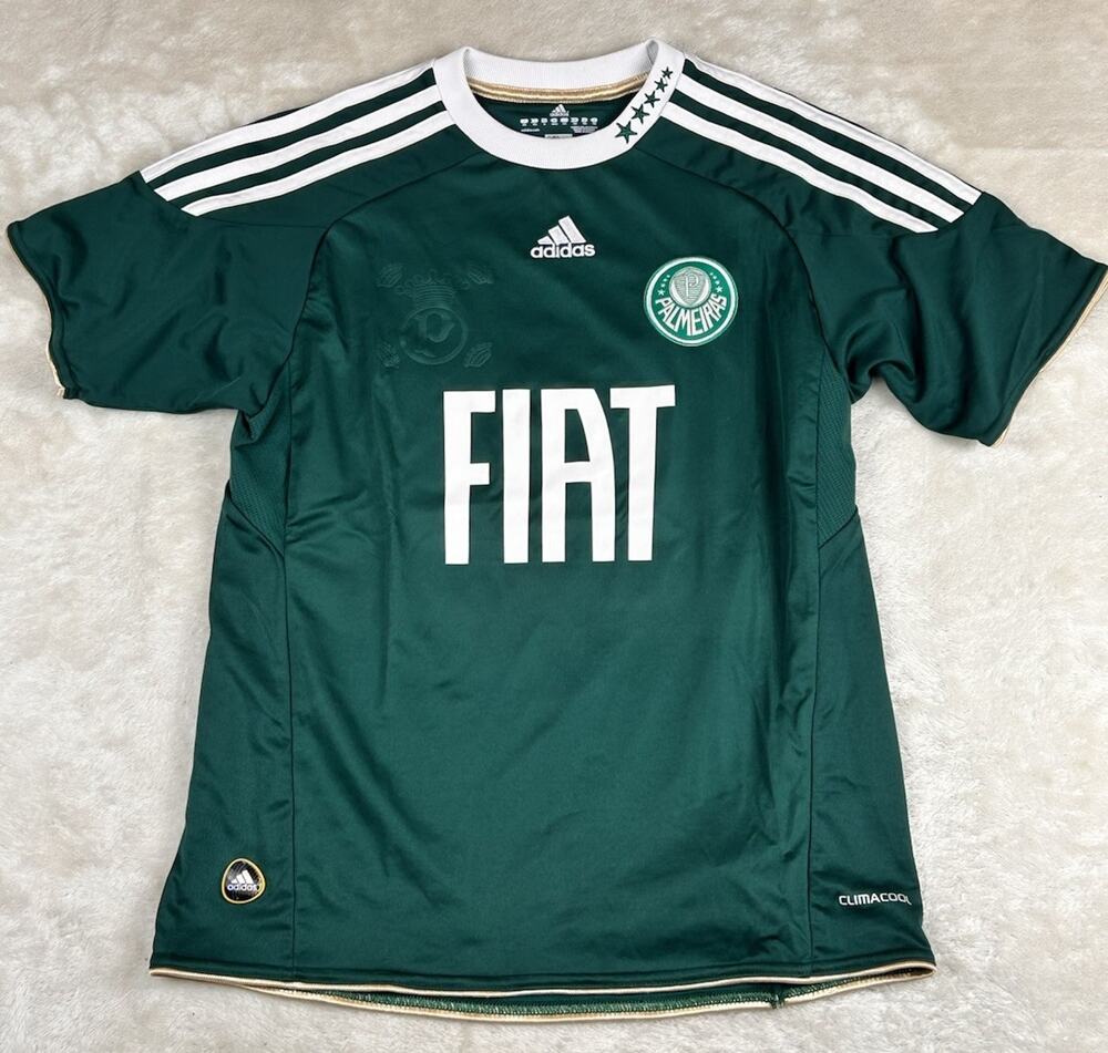 Palmeiras 2010 Adidas Home Jersey #10 FIAT CASE Brazil Soccer Kids Size M